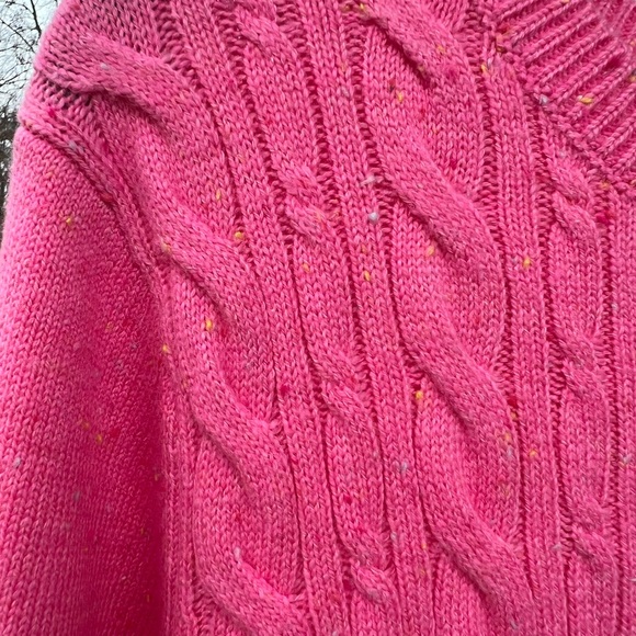 NWT Talbots Pretty Pink Pastel Colored Flecks Cabled Sweater - Picture 3 of 7